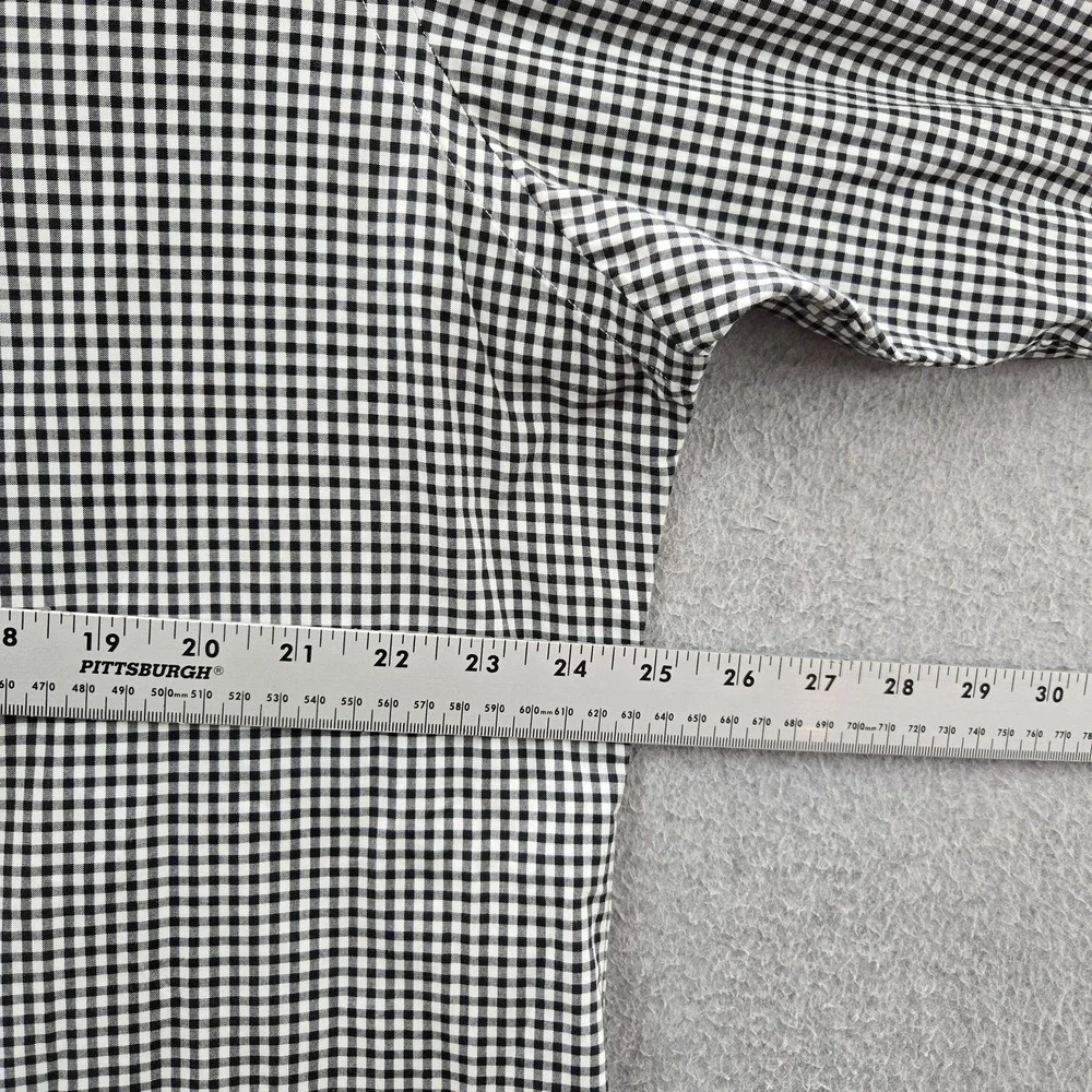 Ralph Lauren Men Button Up Shirt 17X36 Black Embroidered Check Custom Fit